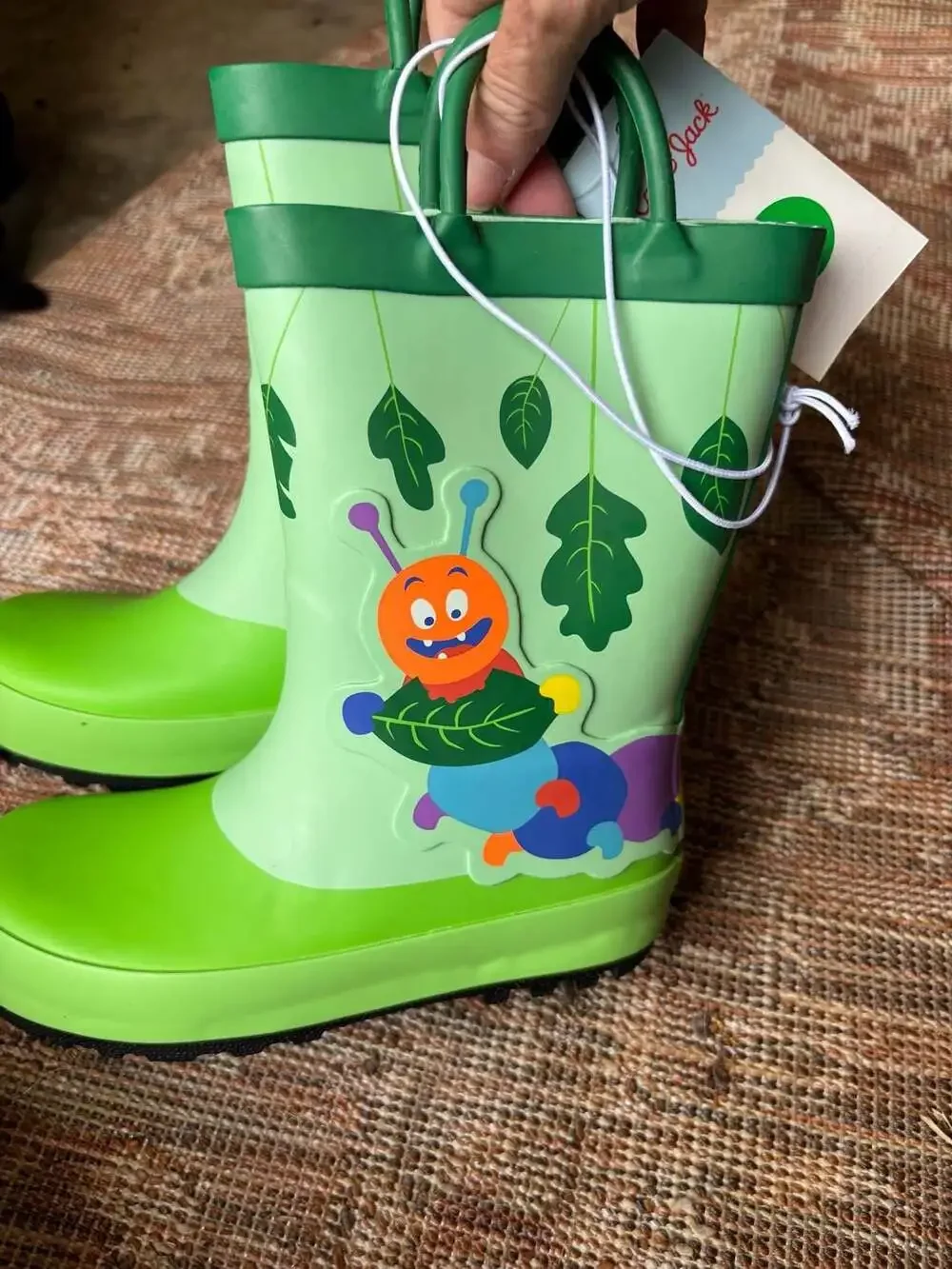 Cat & Jack Kesi Green Caterpillar Rain Boots Size 10